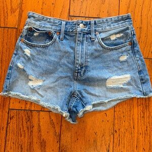 Excellent, sz. 25 Madewell, denim short; front distressing